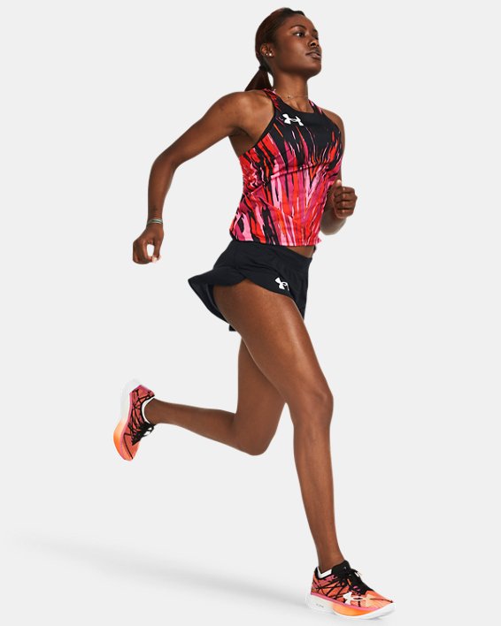 UA Pro Runner split shorts voor dames, Black, pdpMainDesktop image number 2